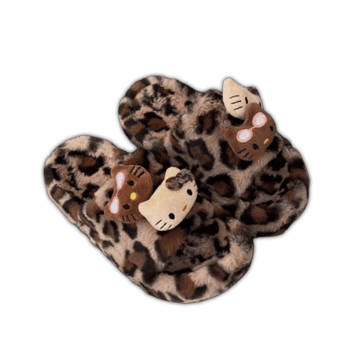 Hello Kitty Fuzzy Leopard Print Slippers