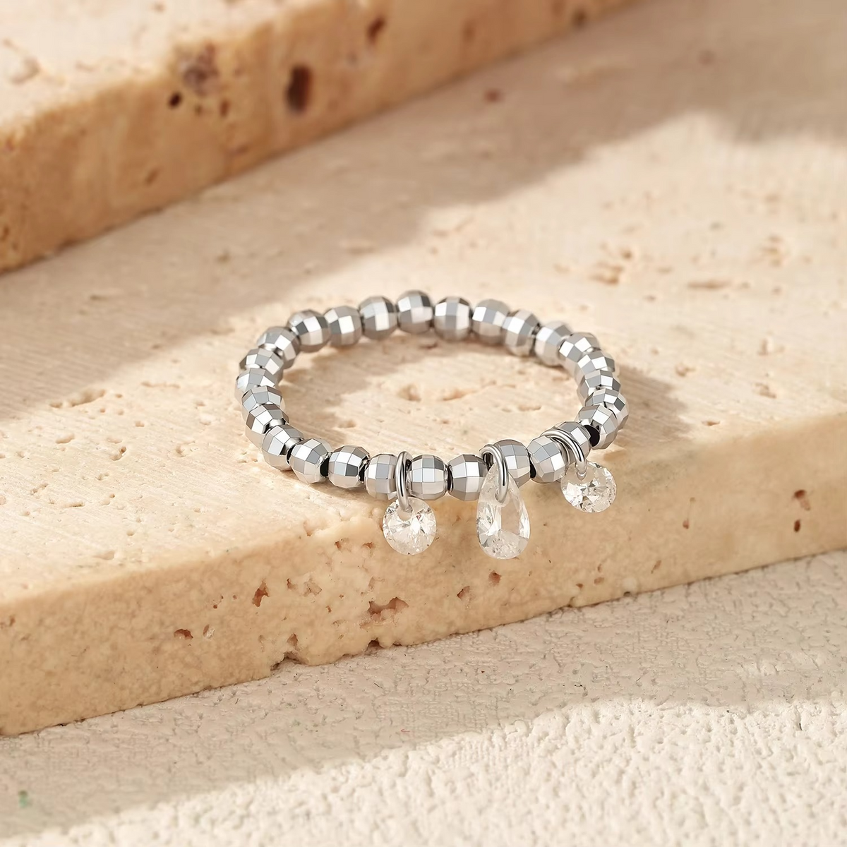Sparkling Lab Diamond Swings Beaded Rings